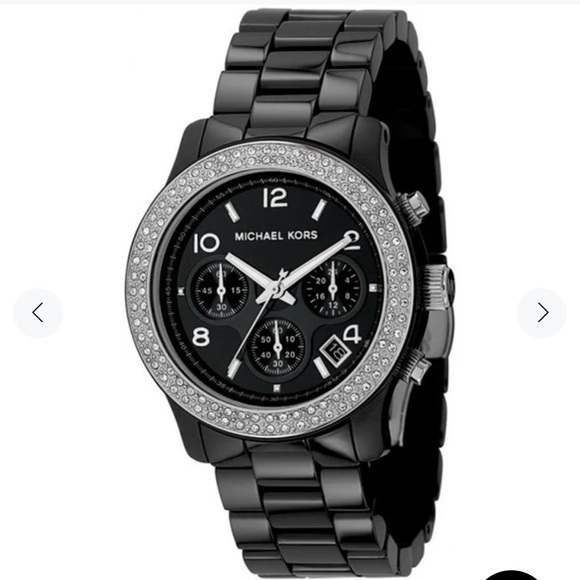 Michael Kors Black and Silver unisex Watch with Crystal Accents - Picture 1 of 8